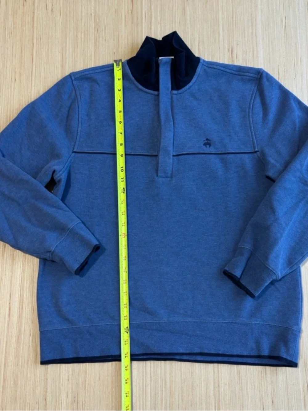Brooks Brothers Men's Blue Heather Mock-Neck Fleece 1/2 Zip Pullover Sweater - Picture 4 of 5
